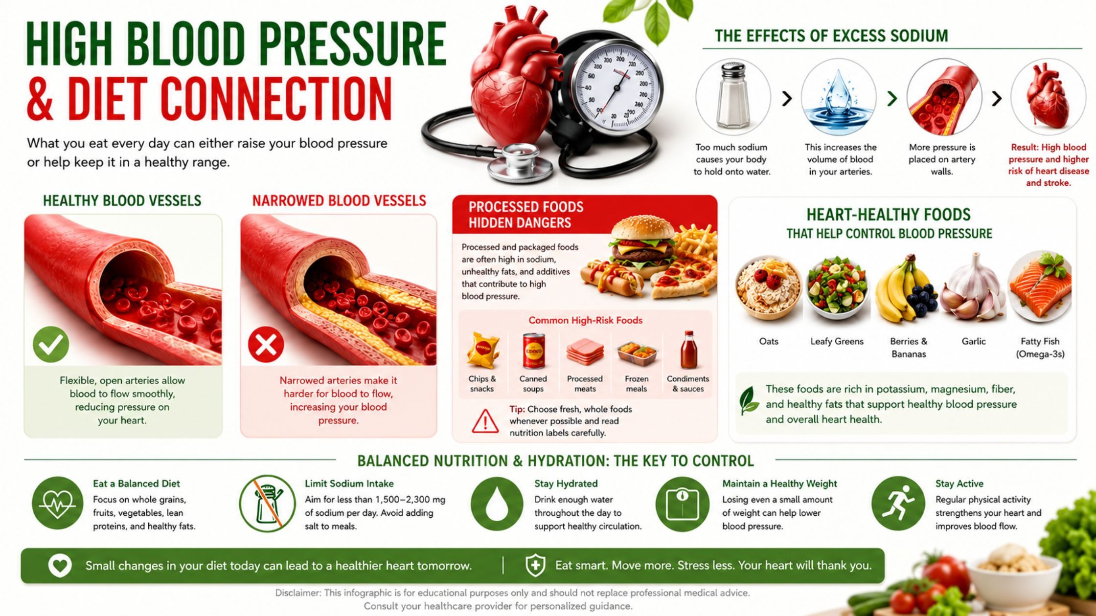 high blood pressure and diet connection infographic