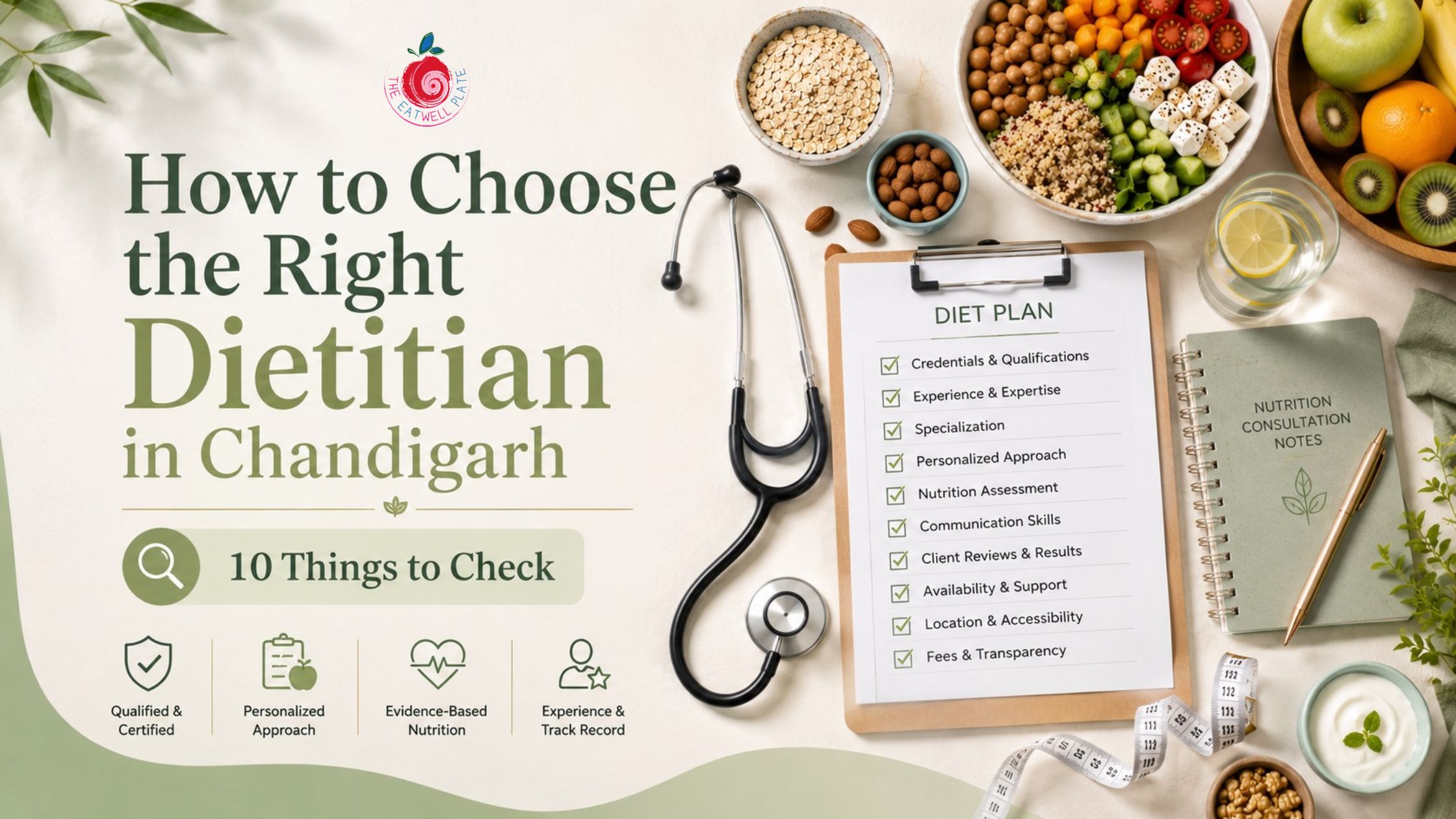 10 Things to Check blog banner with healthy foods and nutrition planner