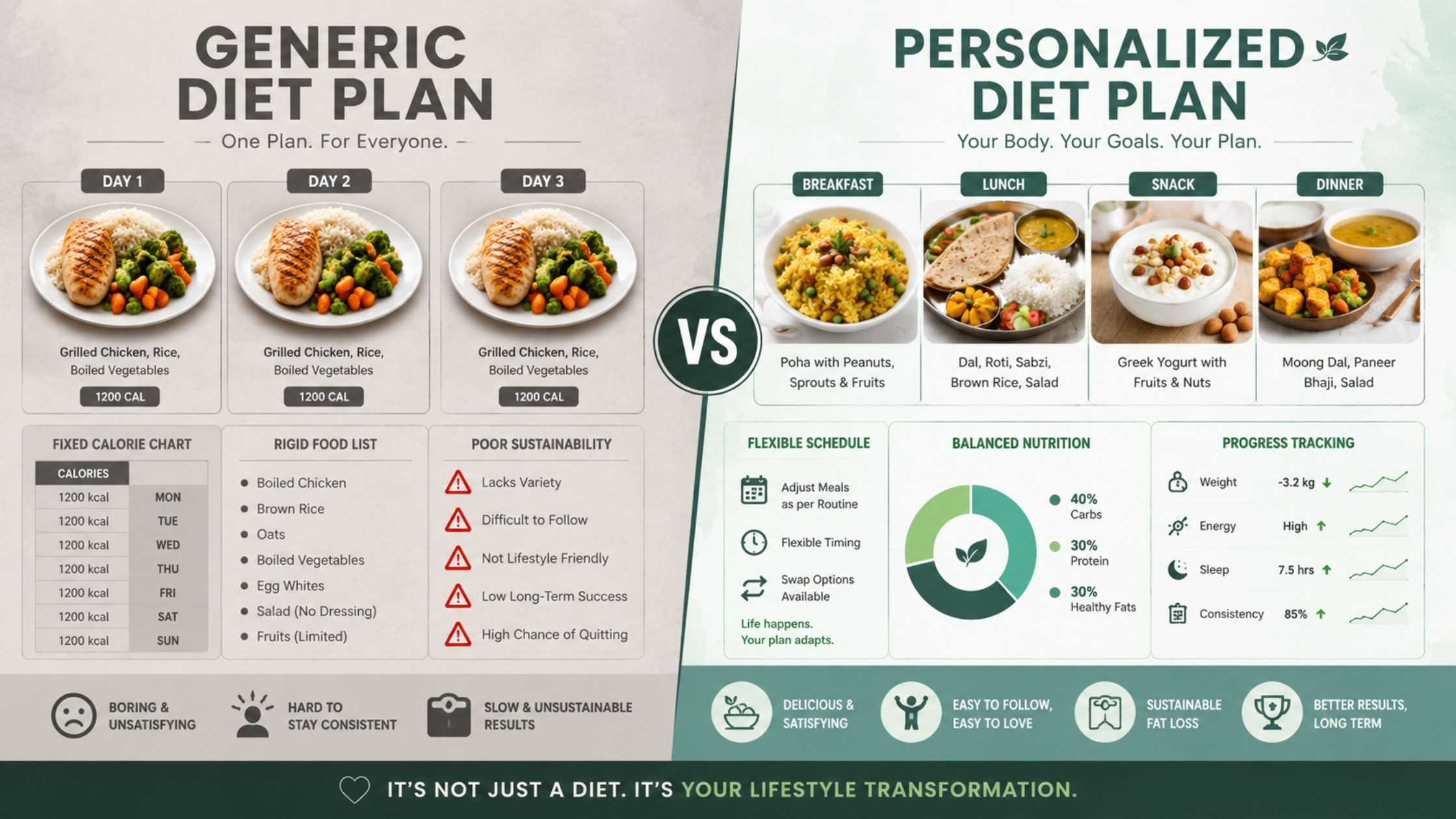 Comparison of generic and personalized diet plans for effective weight loss