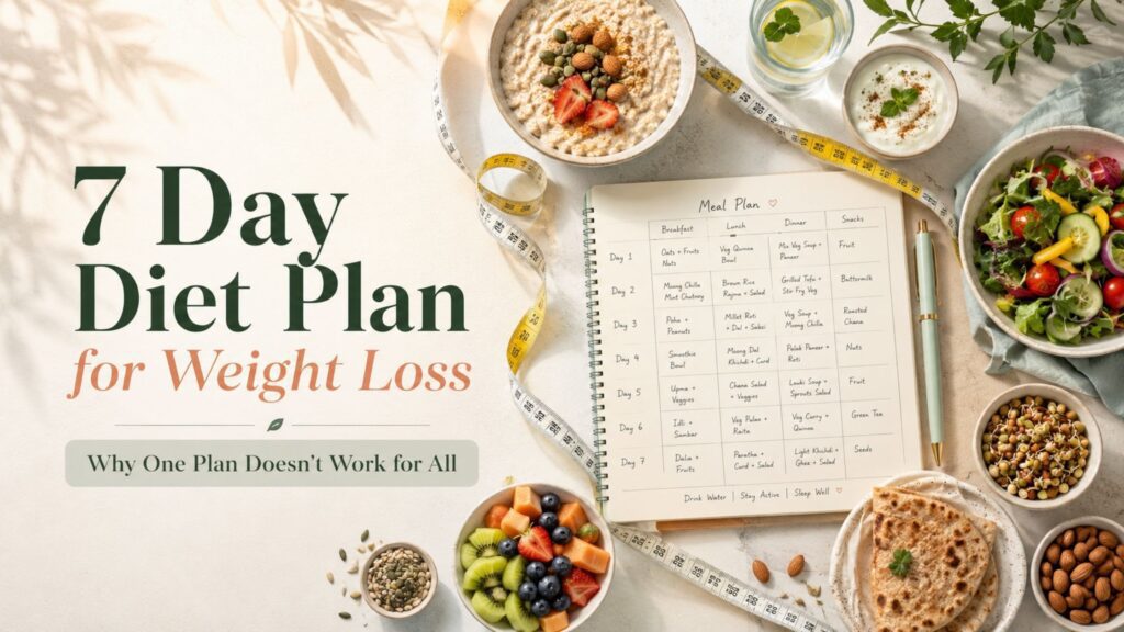 Healthy Indian foods for a 7 day diet plan for weight loss with personalized meal planning
