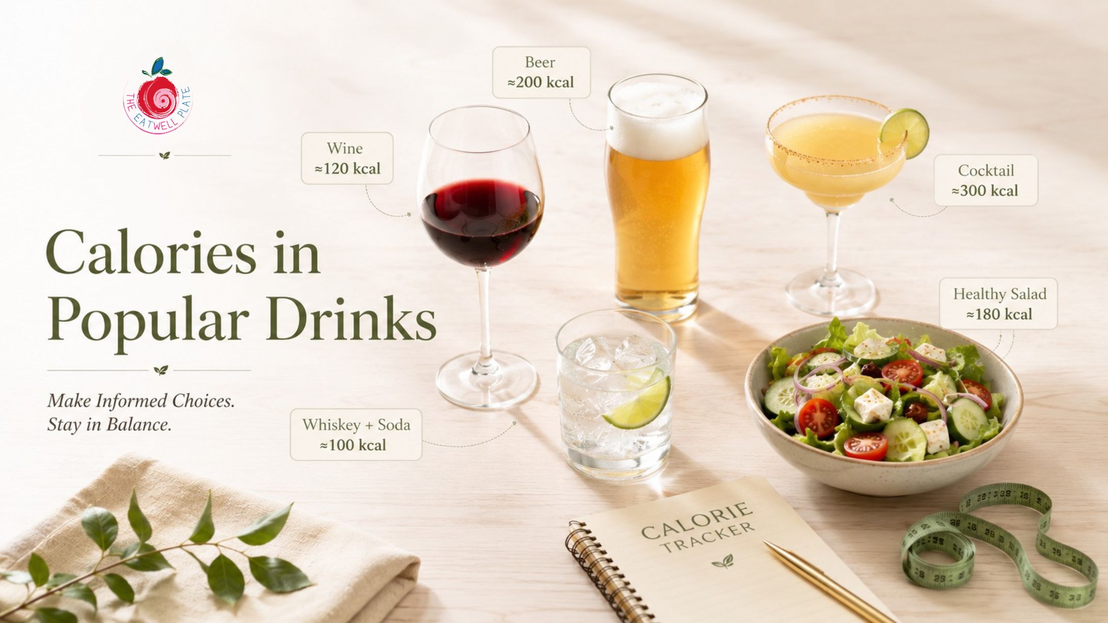 Calorie comparison of alcoholic drinks and healthy foods for weight loss