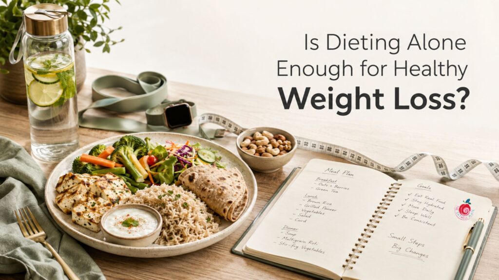 Healthy Indian meal showing that dieting alone is not enough for healthy weight loss