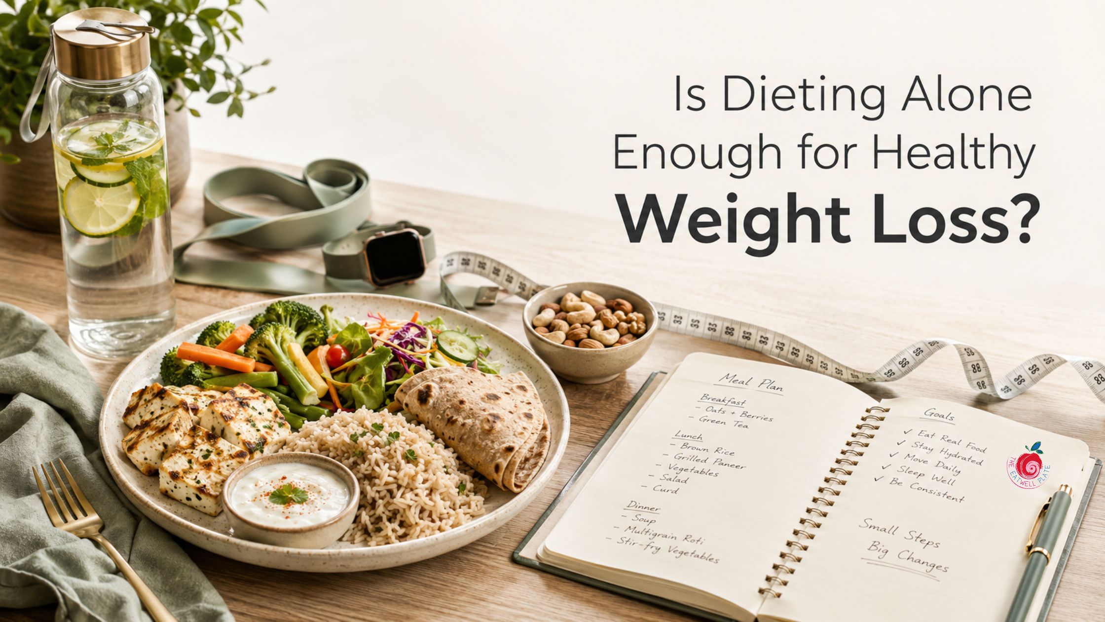 Healthy Indian meal showing that dieting alone is not enough for healthy weight loss