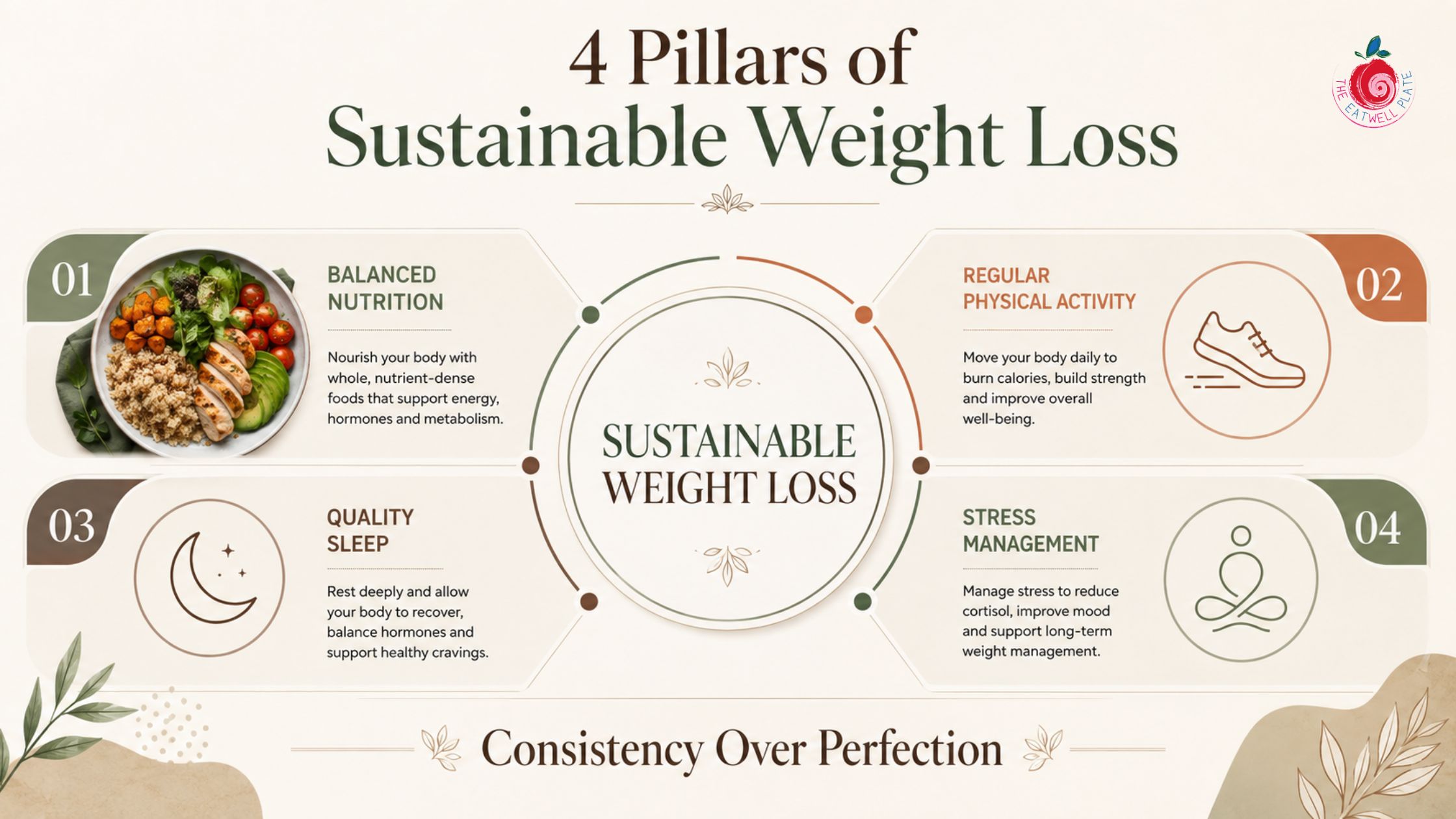 Four pillars of sustainable weight loss nutrition exercise sleep and stress management