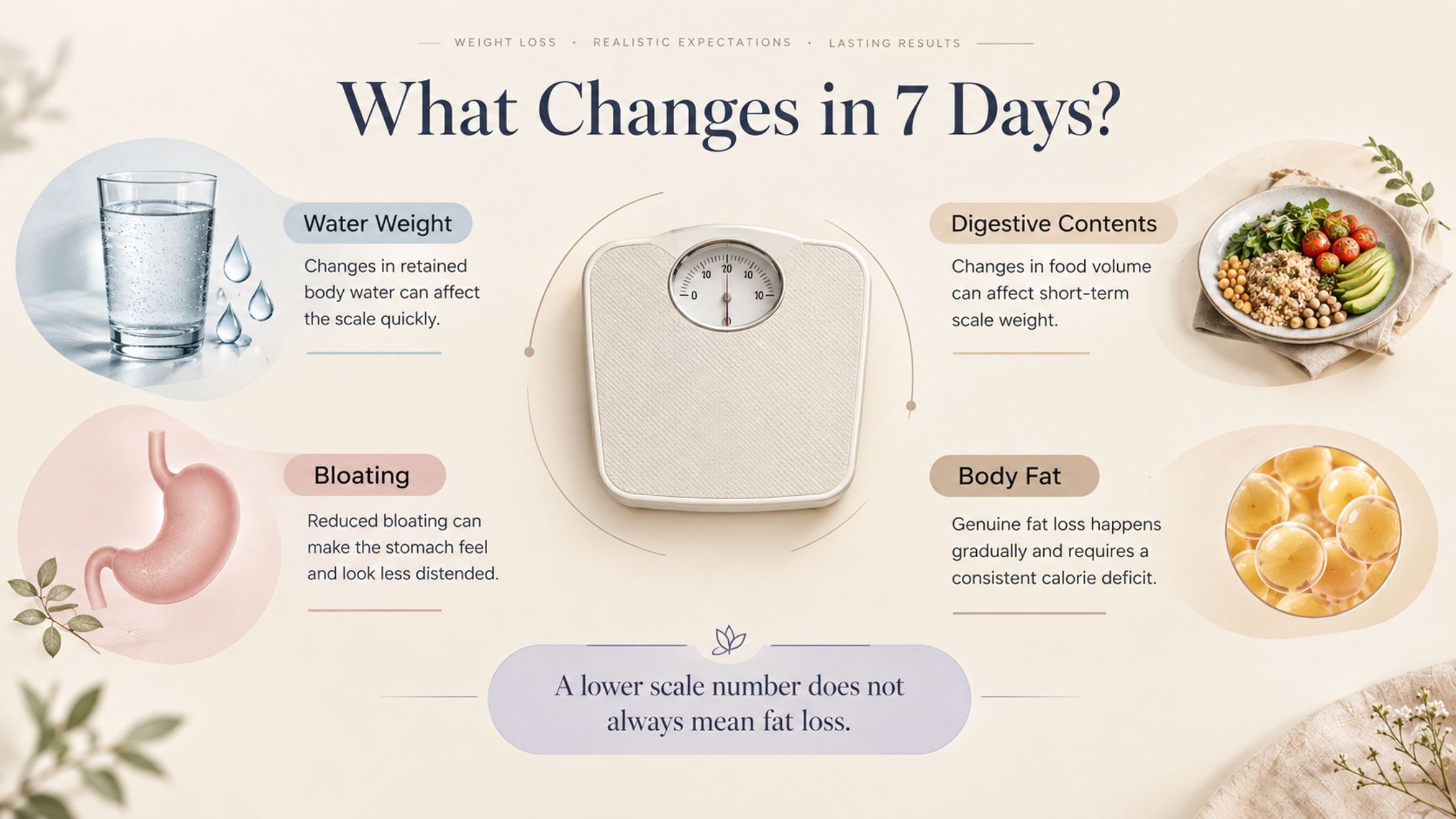 Water weight bloating and fat loss changes in 7 days